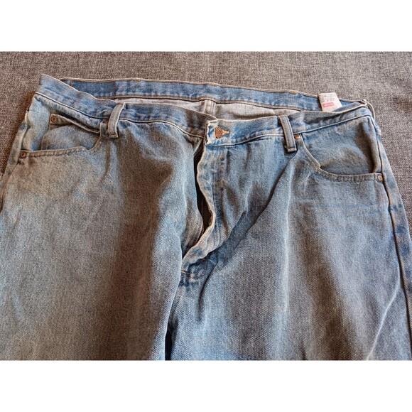 Pants 42 X 34 Wrangler Mens Thrashed Distressed Demin Jeans 5 Pocket - Picture 4 of 10